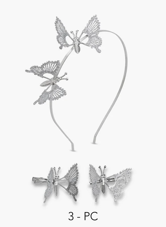 فلورا بيلا من شو إكسبرس Pack Of 3 Hairband And Hair Clip With Butterfly Embellishment Ramadan Collections